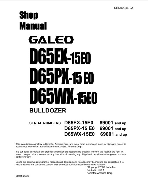 MANUAL DE SERVICIOS BULLDOZER D65EX-15E0 D65PX-15 E0 D65WX-15E0