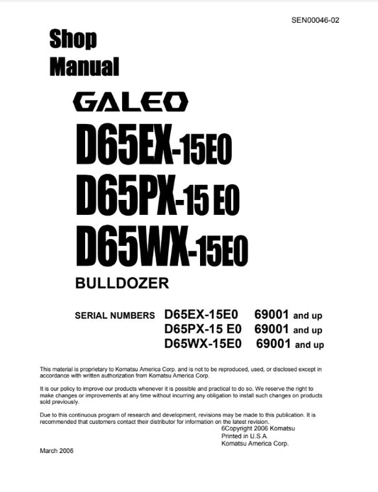 MANUAL DE SERVICIOS BULLDOZER D65EX-15E0 D65PX-15 E0 D65WX-15E0