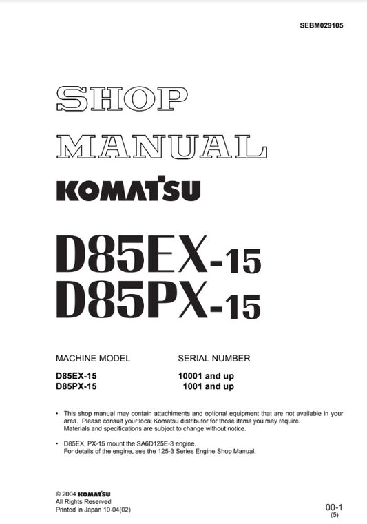 MANUAL DE SERVICIOS BULLDOZER D85EX-15 D85PX-15