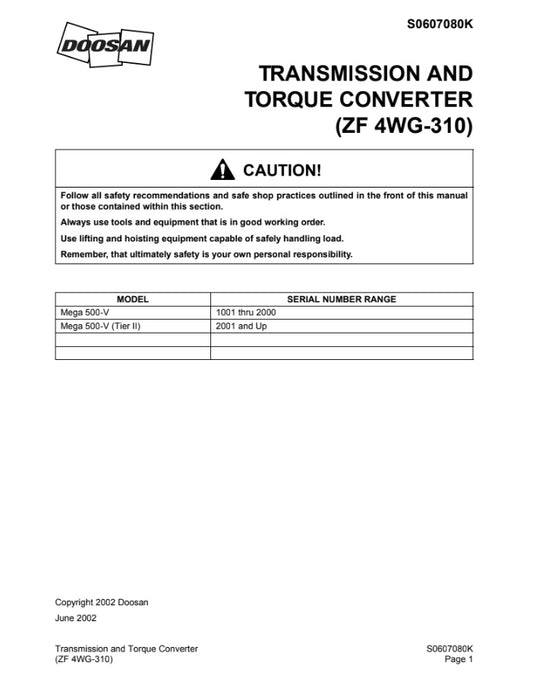 MANUAL DE SERVICIOS CARGADOR FRONTAL M500-V