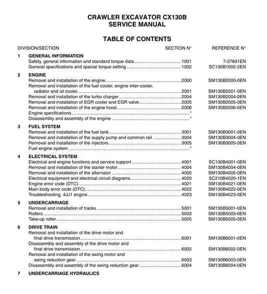 MANUAL DE SERVICIOS EXCAVADORA CX130B
