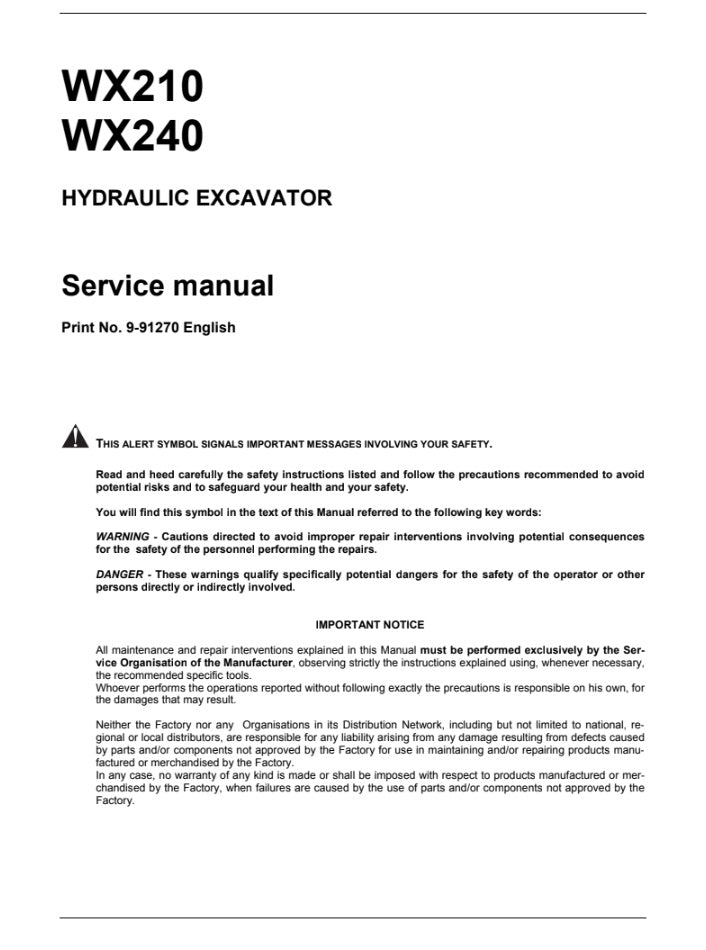 MANUAL DE SERVICIOS EXCAVADORA DE RUEDAS WX210 WX240