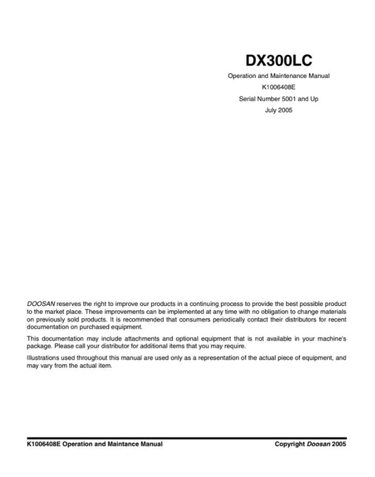 MANUAL DE SERVICIOS EXCAVADORA DX300LC