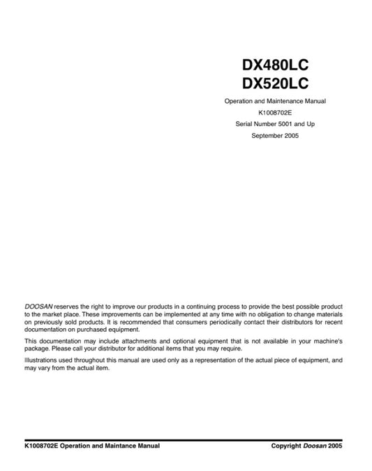 MANUAL DE SERVICIOS EXCAVADORA DX480LC DX520LC