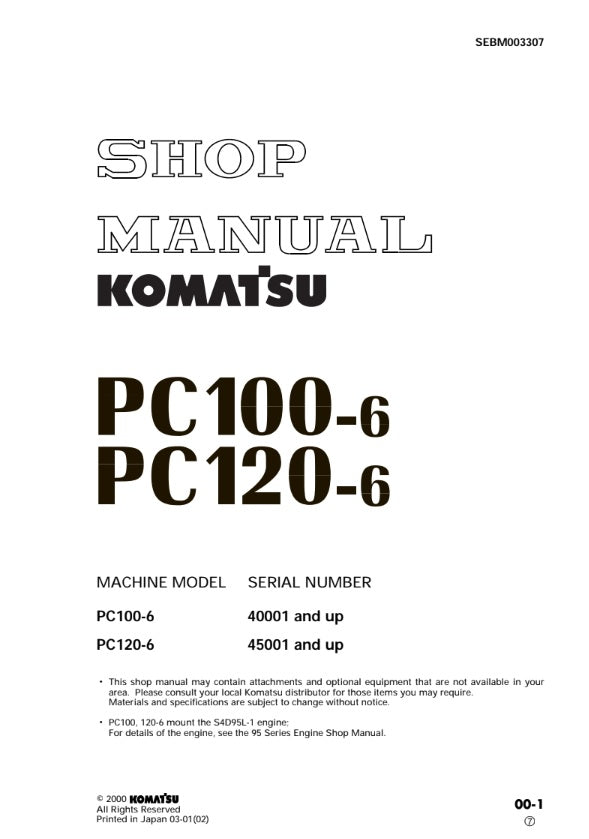 MANUAL DE SERVICIOS EXCAVADORA PC100-6 PC120-6