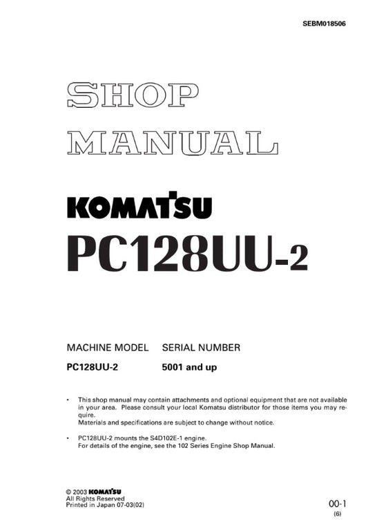 MANUAL DE SERVICIOS EXCAVADORA  PC128UU-2