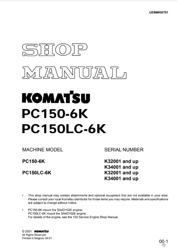 MANUAL DE SERVICIOS EXCAVADORA PC150-6K PC150LC-6K