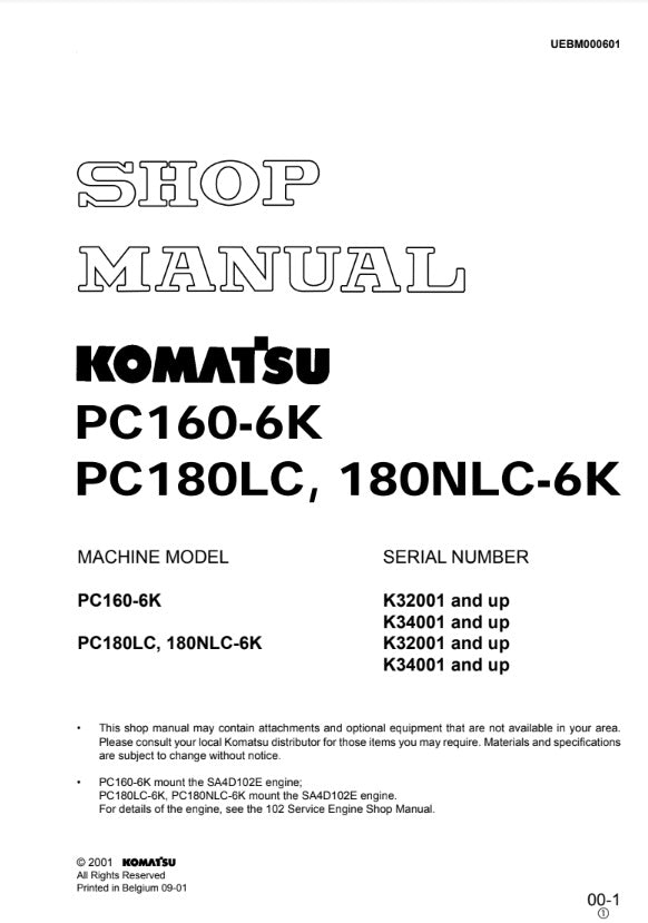 MANUAL DE SERVICIOS EXCAVADORA PC160-6K PC180LC 180NLC-6K
