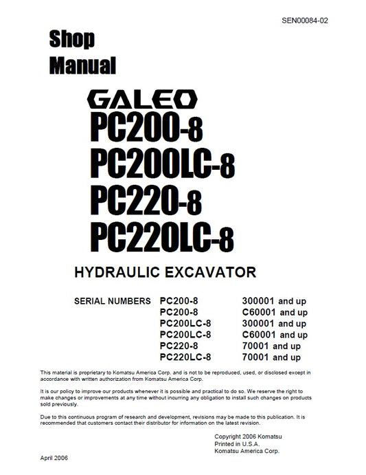 MANUAL DE SERVICIOS EXCAVADORA PC200-8 PC200LC-8 PC220-8 PC220LC-8