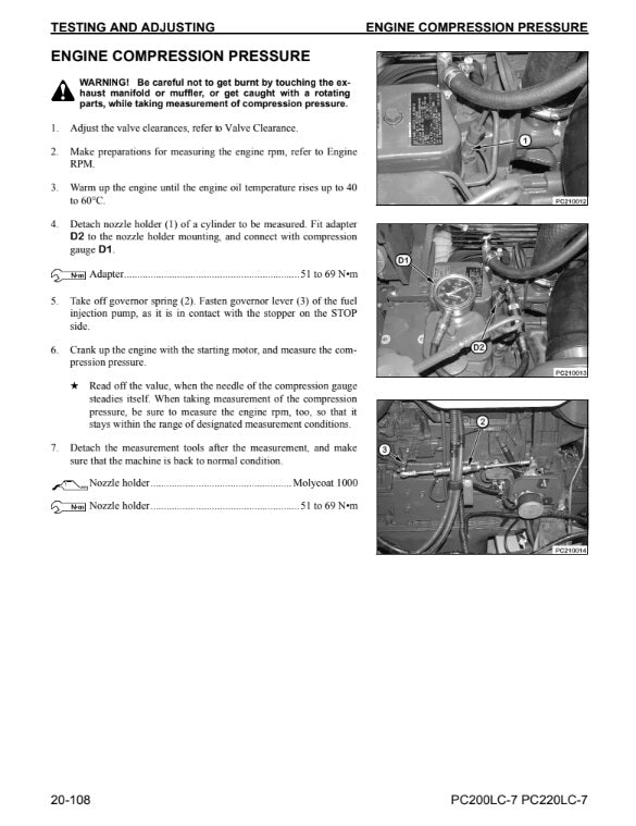 MANUAL DE SERVICIOS EXCAVADORA PC200LC-7L PC220LC-7L