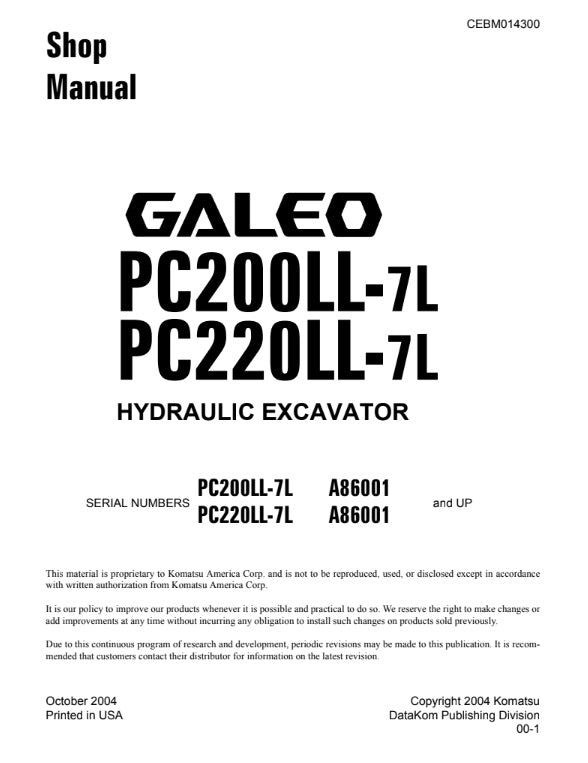 MANUAL DE SERVICIOS EXCAVADORA PC200LL-7L PC220LL-7L