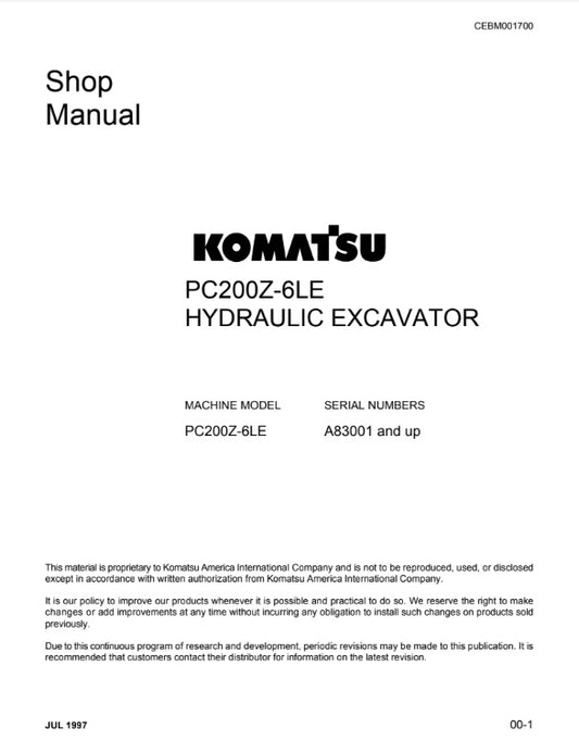 MANUAL DE TALLER EXCAVADORA PC200Z-6LE