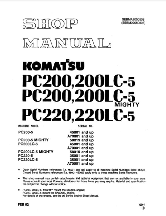 MANUAL DE SERVICIOS EXCAVADORA PC200,200LC-5 PC200,200LC-5 PC220,220LC-5