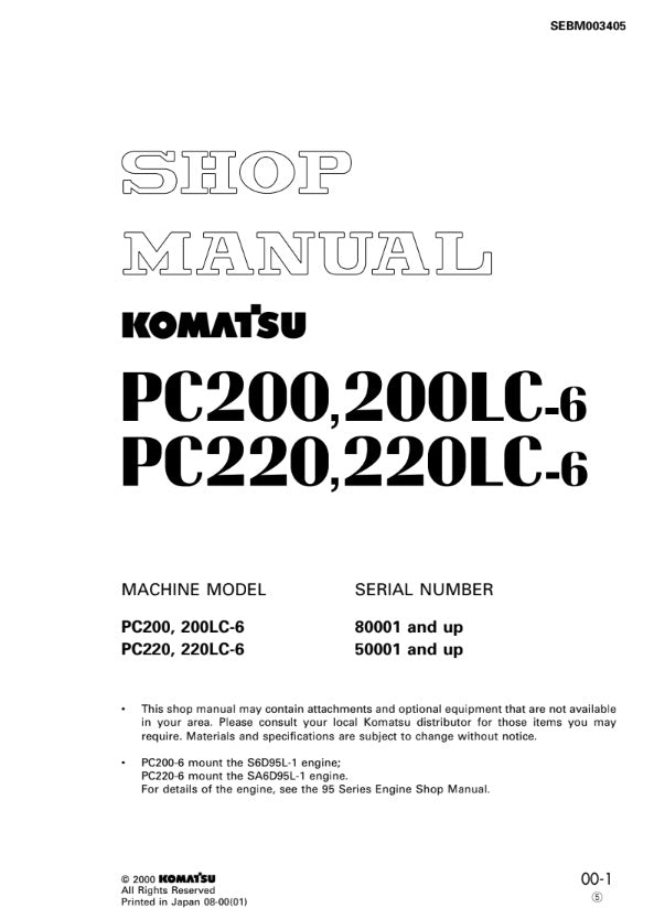 MANUAL DE SERVICIOS EXCAVADORA PC200,200LC-6 PC220,220LC-6