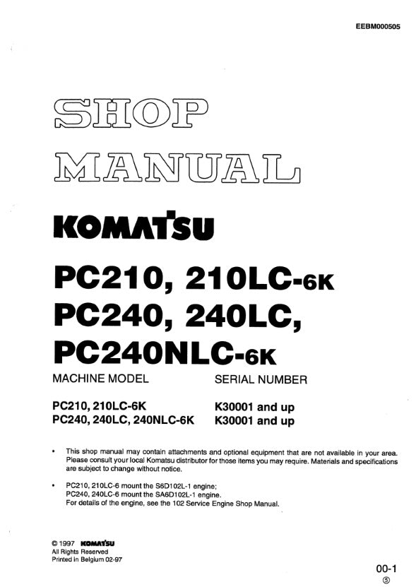 MANUAL DE SERVICIOS EXCAVADORA PC210 210LC-6K PC240 240LC PC240NLC-6K