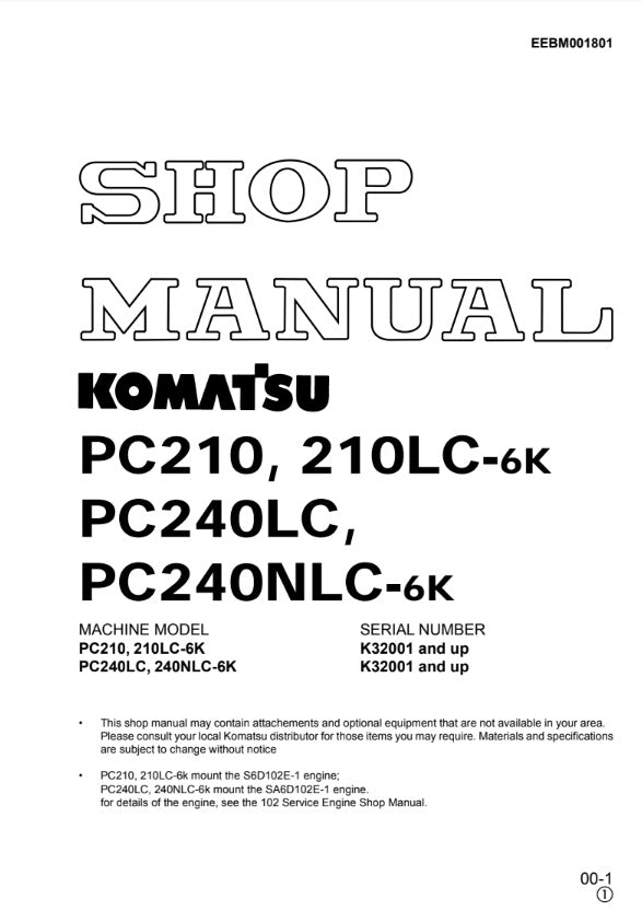 MANUAL DE SERVICIOS EXCAVADORA PC210, 210LC-6K PC240LC PC240NLC-6K