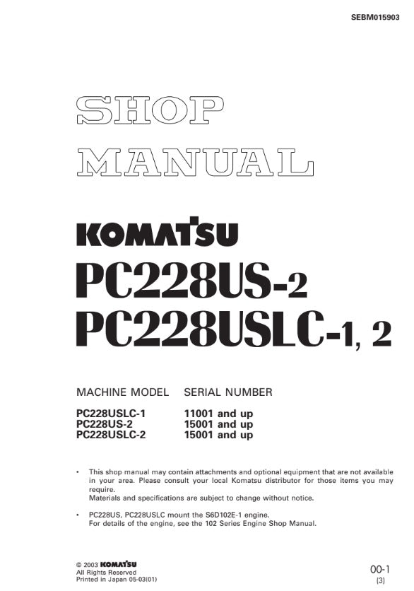 MANUAL DE SERVICIOS EXCAVADORA PC228US-2 PC228USLC-1,2