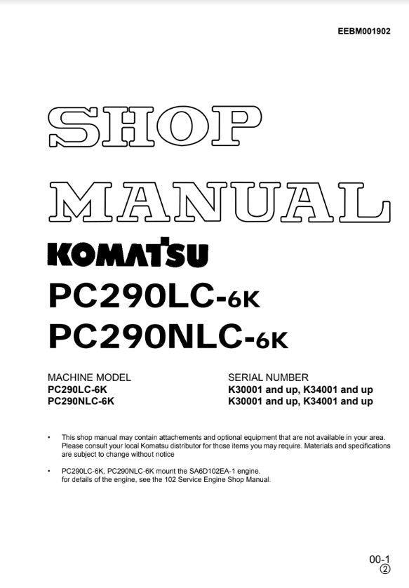 MANUAL DE SERVICIOS EXCAVADORA PC290LC-6K PC290NLC-6K