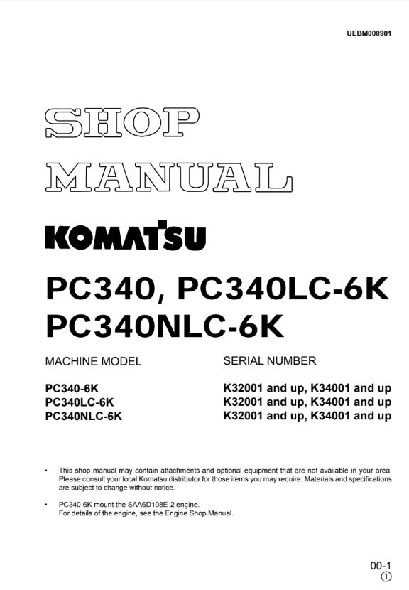 MANUAL DE SERVICIOS EXCAVADORA PC340, PC340LC-6K PC340NLC-6K