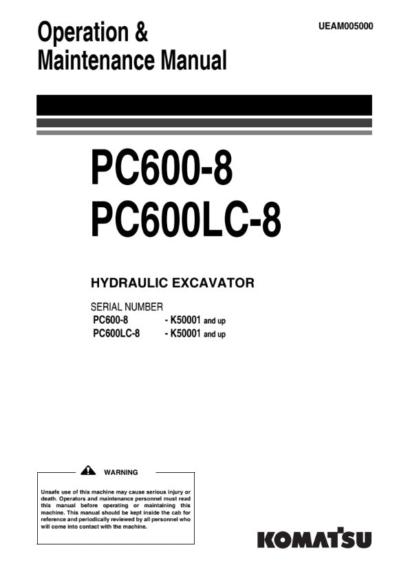MANUAL DE SERVICIOS EXCAVADORA PC600-8 PC600LC-8