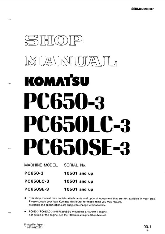 MANUAL DE SERVICIOS EXCAVADORA PC650-3 PC650LC-3 PC650SE-3