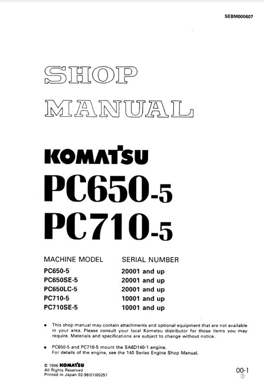 MANUAL DE SERVICIOS EXCAVADORA PC650-5 PC710-5