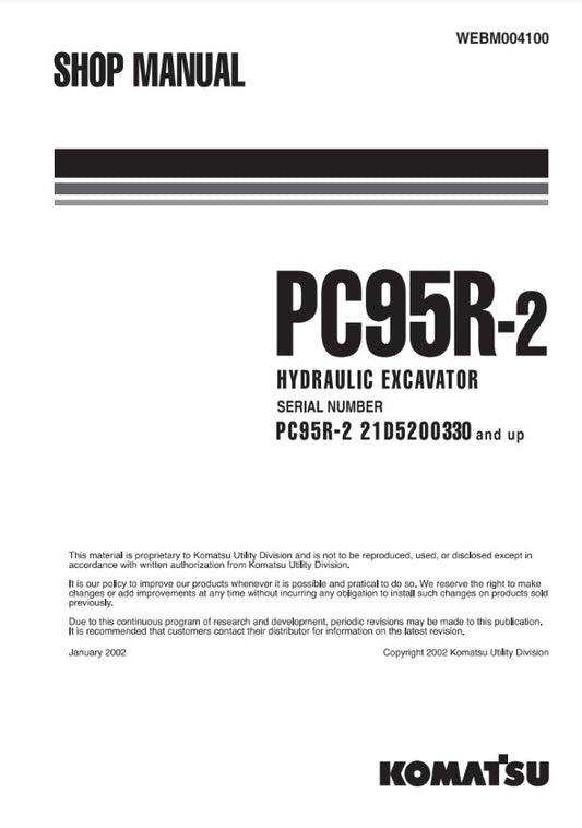 MANUAL DE TALLER EXCAVADORA KOMATSU PC95R-2