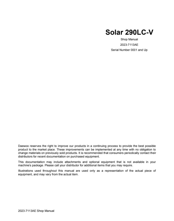 MANUAL DE SERVICIOS EXCAVADORA S290LC-V