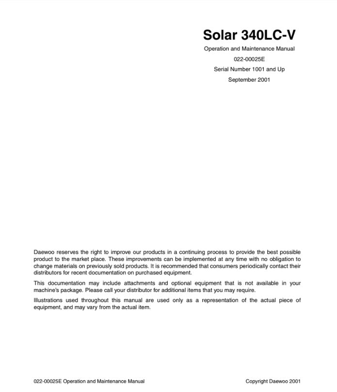MANUAL DE SERVICIOS EXCAVADORA S340LC-V