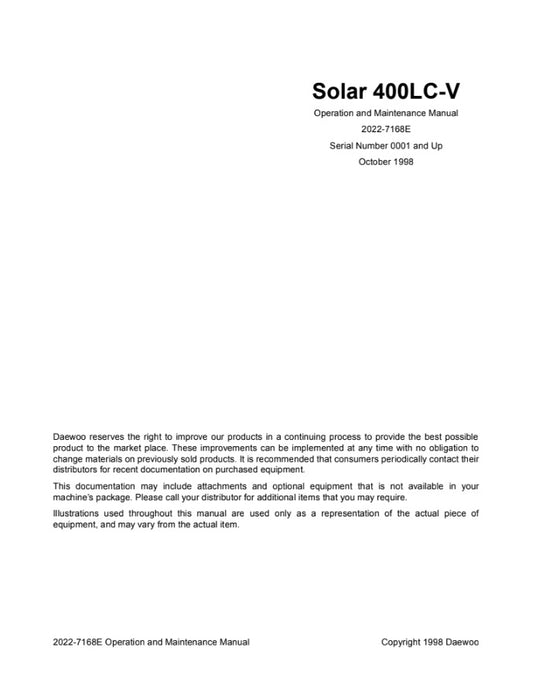 MANUAL DE SERVICIOS EXCAVADORA S400LC-V