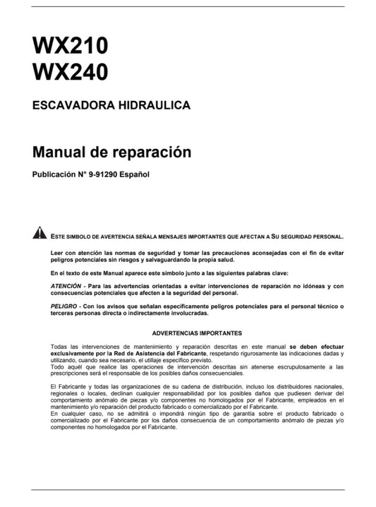 MANUAL DE SERVICIOS EXCAVADORA WX210 WX240
