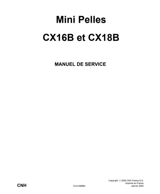 MANUAL DE SERVICIOS MINI EXCAVADORA CX16B et CX18B