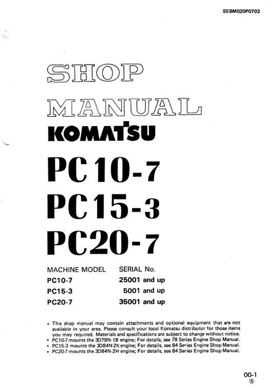 MANUAL DE SERVICIOS MINI EXCAVADORA  PC10-7 PC15-3 PC20-7