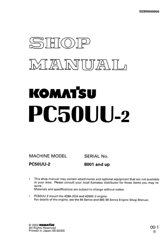 MANUAL DE SERVICIOS MINI EXCAVADORA PC50UU-2