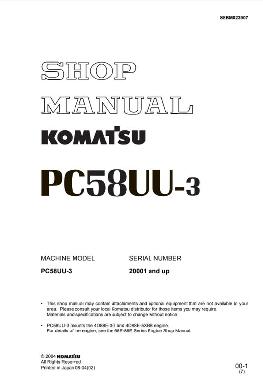 MANUAL DE SERVICIOS MINI EXCAVADORA PC58UU-3