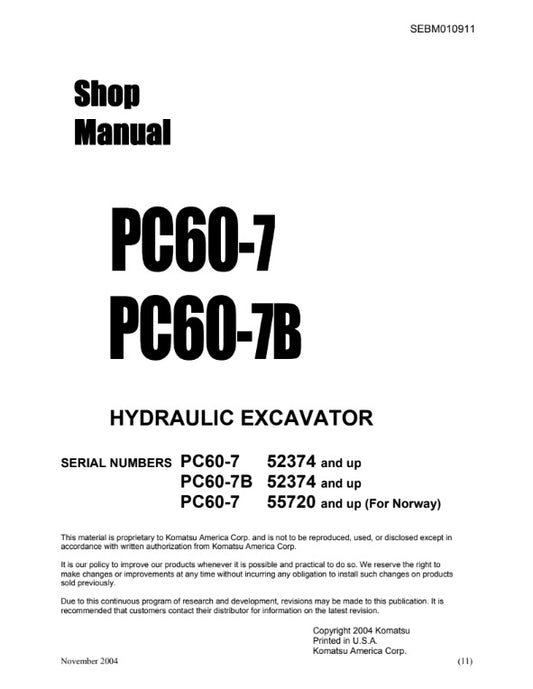 MANUAL DE SERVICIOS MINI EXCAVADORA PC60-7 PC60-7B