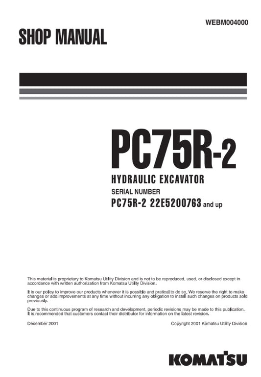 MANUAL DE SERVICIOS MINI EXCAVADORA PC75R-2