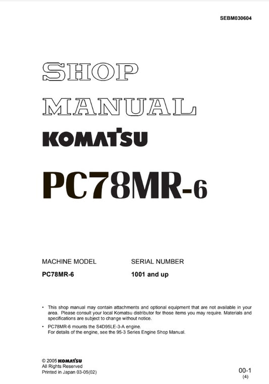 MANUAL DE SERVICIOS MINI EXCAVADORA PC78MR-6