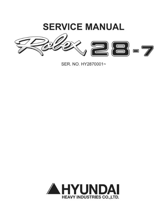 MANUAL DE SERVICIOS MINI EXCAVADORA R28-7