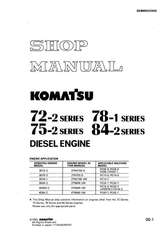 MANUAL DE SERVICIOS MOTOR 72-2 SERIES 78-1 SERIES 75-2 SERIES 84-2 SERIES