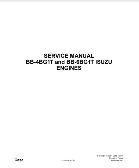 MANUAL DE SERVICIOS MOTOR BB-4BG1T and BB-6BG1T ISUZU