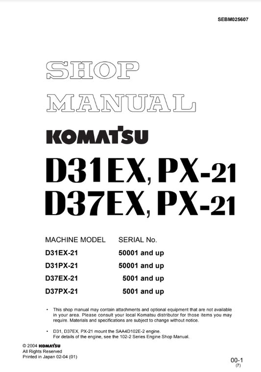 MANUAL DE SERVICIOS TRACTOR DE CADENAS D31EX PX-21 D37EX PX-21