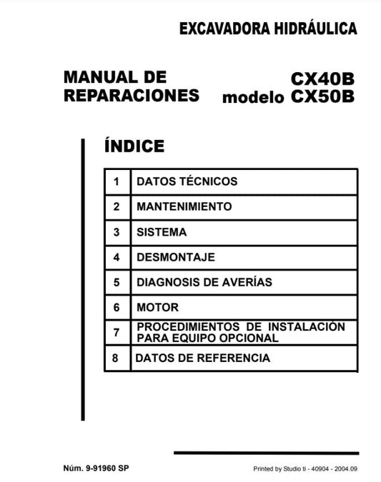 MANUAL DE SERVICOS MINI EXCAVADORA CX40B CX50B