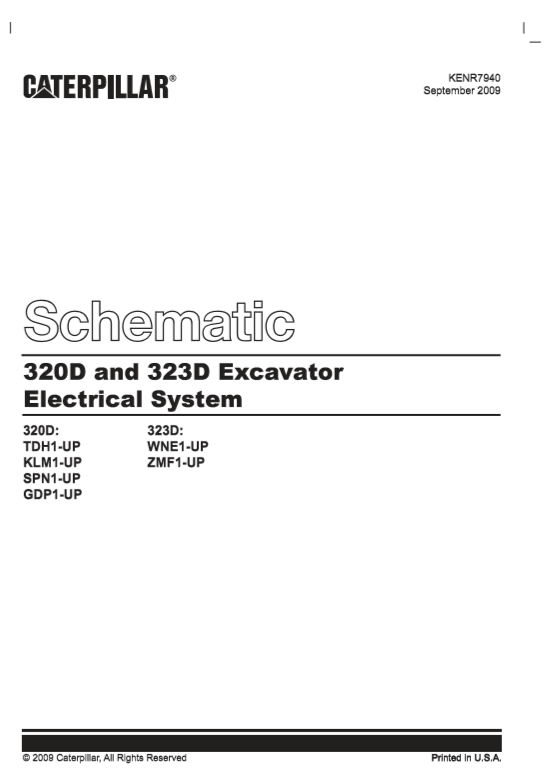 Manual Diagrama Eléctrico Excavadora Caterpillar 320D, 323D