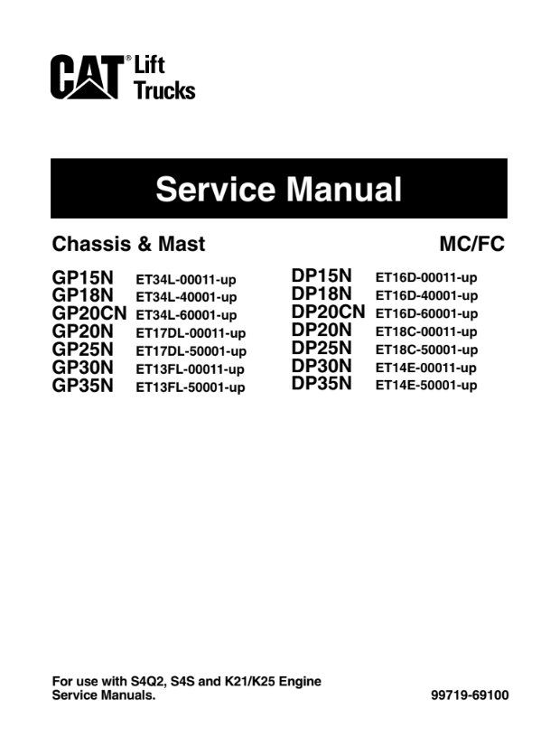 Manual Servicio Reparación Montacarga Caterpillar GP-DP Series