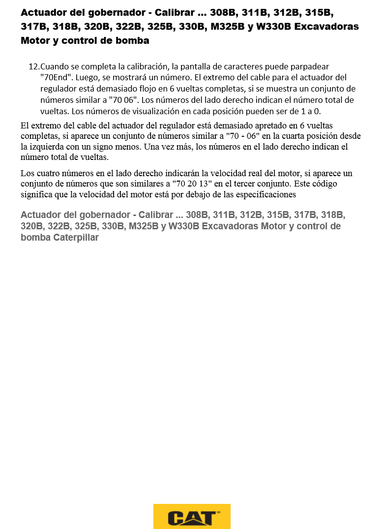 Manual de Gobernador Calibracion Caterpillar 320BL