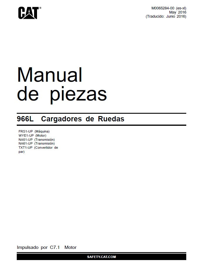 Manual de Partes Cargador Caterpillar 966L