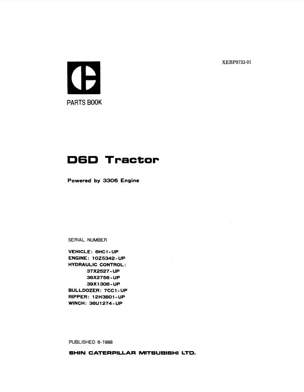 Manual de Partes Tractor sobre Orugas Caterpillar D6D