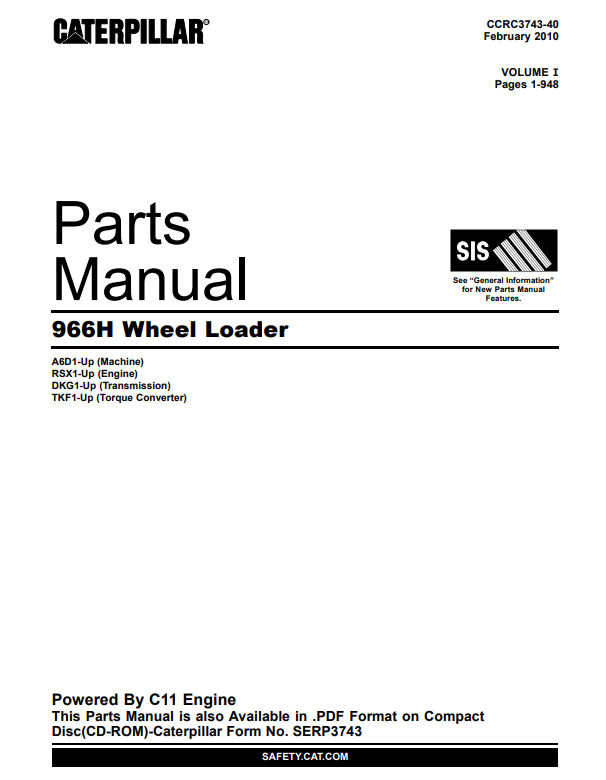 Manual de Partes Cargador Caterpillar 966H