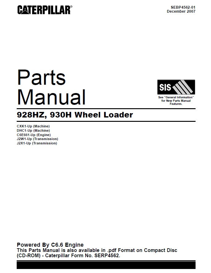 Manual de Partes Caterpillar 928HZ, 930H